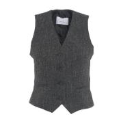 Svart Blazer Vest Elegant Chic Stil