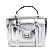 Sølv Skinn Topphåndtak Satchel Bag