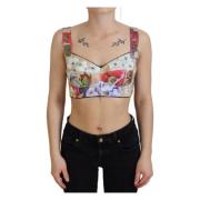 Blomster Bustier-Crop-Top med Italiensk Hndverk