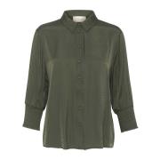 Feminin Bluse med Smock Mansjetter