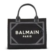 B-Army monogrammet lerret og glatt skinn tote bag