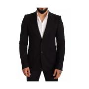 Svart Ull Slim Fit Blazer Jakke