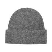 Ribbestrikket Beanie - Grå Melange