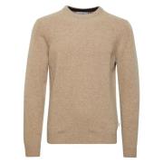 Sølv Mink Melange Crew Neck Strikket Genser