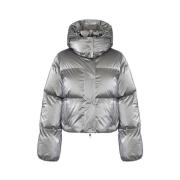 Metallic Cropped Down Jacket med Avtagbar Hette