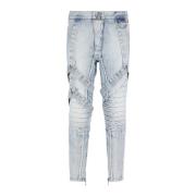 Bomull slim-fit jeans med stropper