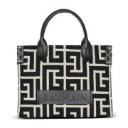 B-Army monogrammet jacquard og skinn tote bag