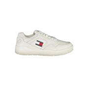 Hvite polyester sneakers med kontrastdetaljer