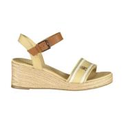 Beige Ankel Spenne Sandal med Kontrast