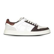 Brune Skinn Sneakers med Hvite Innlegg