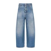 Vintage Blå Loose-Fit Crop Jeans