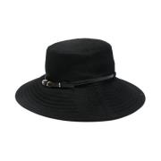 Svart Lerret Flat Brem Hat