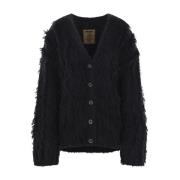 Svart Oversize Bouclé Cardigan Genser