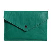 Grønn Skinn Clutch Lommebok Nettbrett Etui