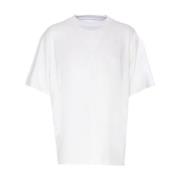 Hvit Bomull Jersey Crew Neck T-skjorte