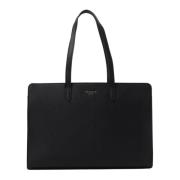 Svart Faux Saffiano Shopper Tote