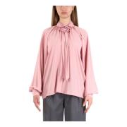 Chiffon bluse med rosebue detalj