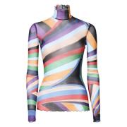 MultiColour Arkivutskrift Ruffled T-skjorte