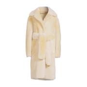 Shearling Teddy Coat med Faux Fur Belte