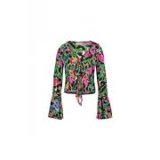 Blomstertrykk V-hals Bluse