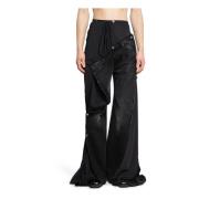 Svart Lagdelt Wide Leg Jeans