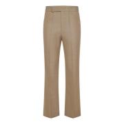 Beige Kort Flare Ullbukser