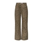 Leopardmønstret Wide Leg Jeans