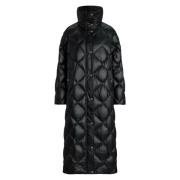 Sort Lauren By Ralph Lauren Sort Diamant Maxi Coat Yttertøy