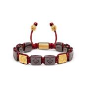 Men`s Ceramic Flatbead Bracelet in Dark Red and Gold