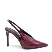 Burgunder Patent Skinn Slingback Hæler