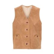 Shearling V-hals Ermeløs Vest