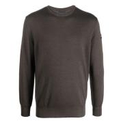 Ull Crew-neck Strikkeplagg med Broderi