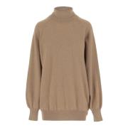 Beige Cashmere High Collar Sweater