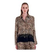 Leopardmønstret Bluse med Frontknapper