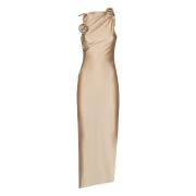 Elegant Beige Blomsterkjole Aw24