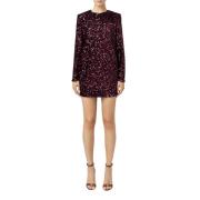 Chenille Sequin Mini Dress Rouge Noir