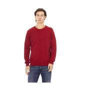 Rød Ull Crewneck Sweater med Metall Monogram