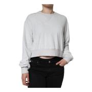 Hvit Nylon Stretch Pullover Sweater