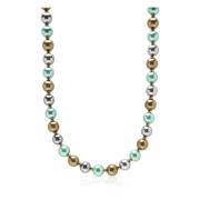 10mm Pastel Metallic Pearl Necklace with Gold