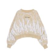 Bandana Print Crop Sweatshirt Beige