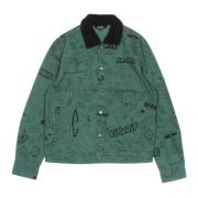 Skoggrønn Scribble Button Up Jakke