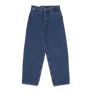 Menns Straight Leg Jeans Midtbrukt