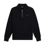 Svart Bomull Half-Zip Genser