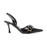 Svarte Stiletthæl Slingback Sko