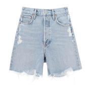 Vintage Denim Shorts med Frynsete Hem