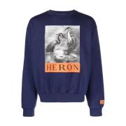 Blå Crewneck Genser Casual Stil