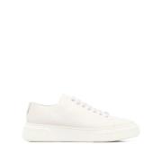 Hvite Skinn Sneakers Elegante Flate