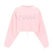 Boxy Logo Sweatshirt med Blomsterbroderi