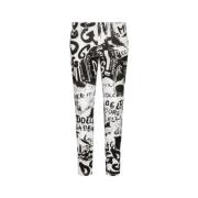 Hvit Skinny Jeans med Graffiti Print