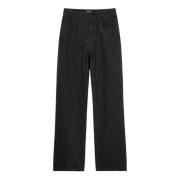 Svart Pinstripe Glidelås Jeans Kvinner Høst/Vinter